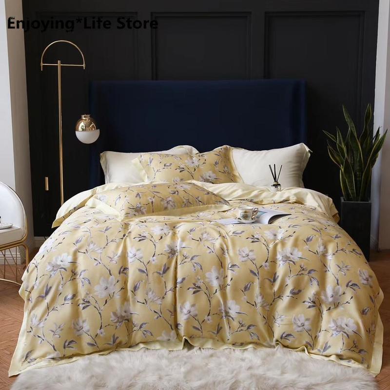 Luxury Bedding Set Soft Tencel Bed Linens Bed Sheet Set Printed Bedclothes Queen/King Size Cover 4pcs Queen Comforter Sets
Luxury Bedding Set Soft Tencel Bed Linens Bed Sheet Set Printed Bedclothes Queen/King Size Cover 4pcs Queen Comforter Sets