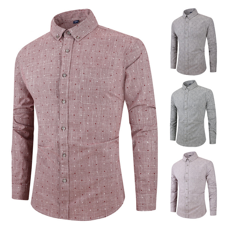 Men' Spring Autumn Fashion New Simple Shirts Men' Polka Dot Cotton Long Sleeve Shirts Men Business Formal Cotton Handsome Tops, Red
Men' Spring Autumn Fashion New Simple Shirts Men' Polka Dot Cotton Long Sleeve Shirts Men Business Formal Cotton Handsome Tops, Red