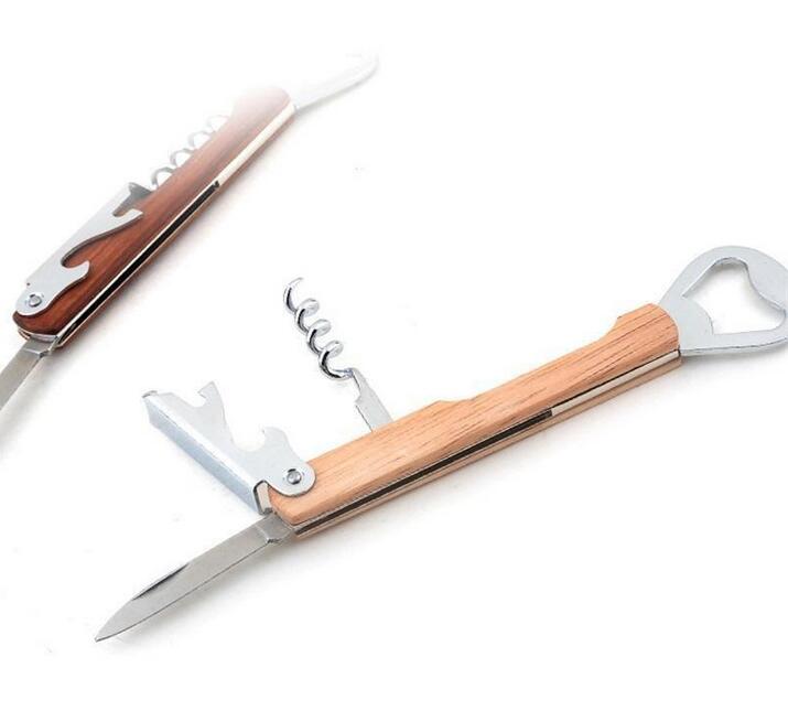 Wood Handle wine opener Stainless Steel HandHeld Deluxe Bottle Opener Corkscrew Double Hinge Waiters Wine Bottle Opener Epacket f5633999