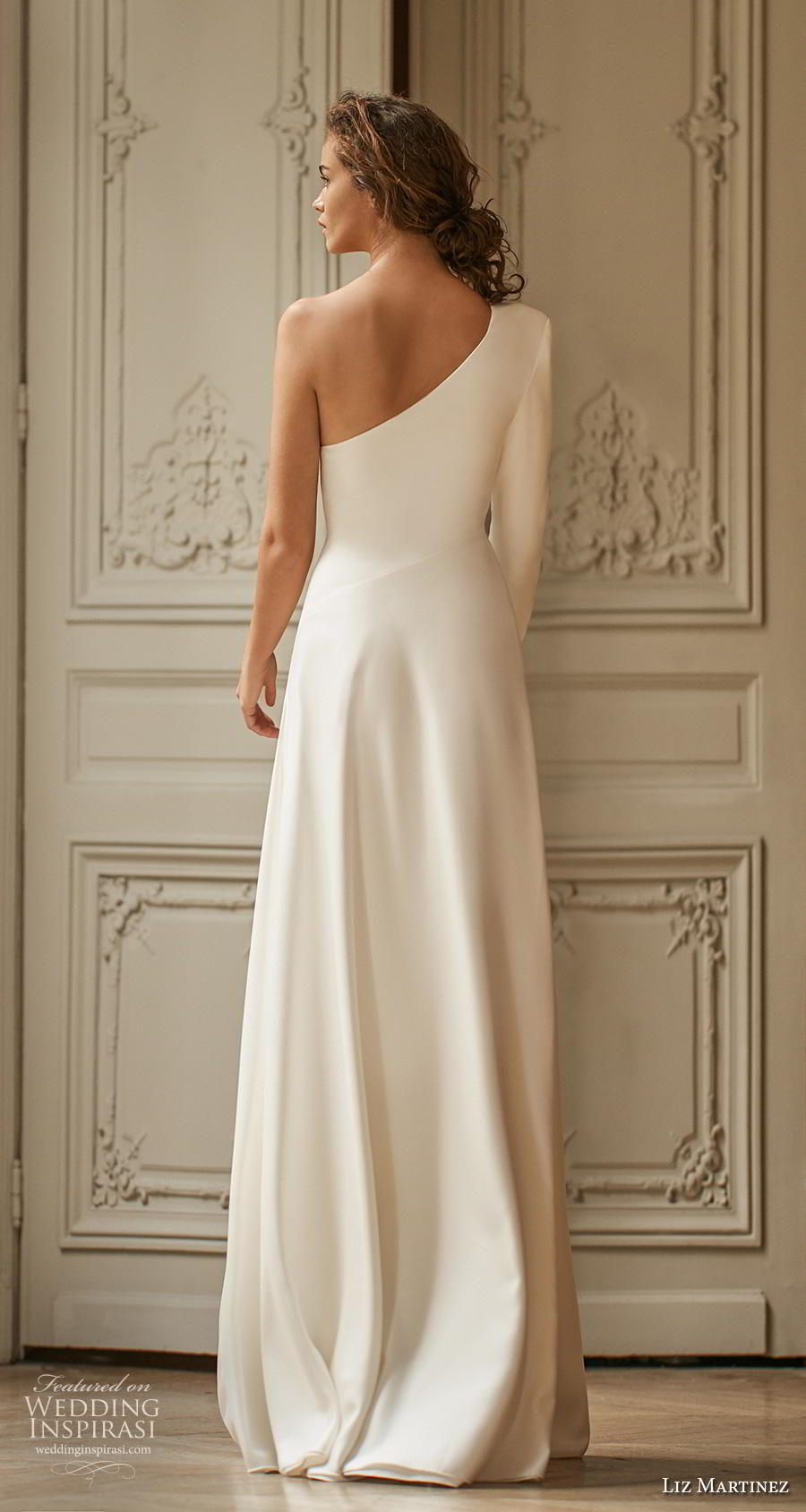Elegant One Shoulder Wedding Dresses Side Split Floor Length Satin Bridal Gowns Simple vestido de novia