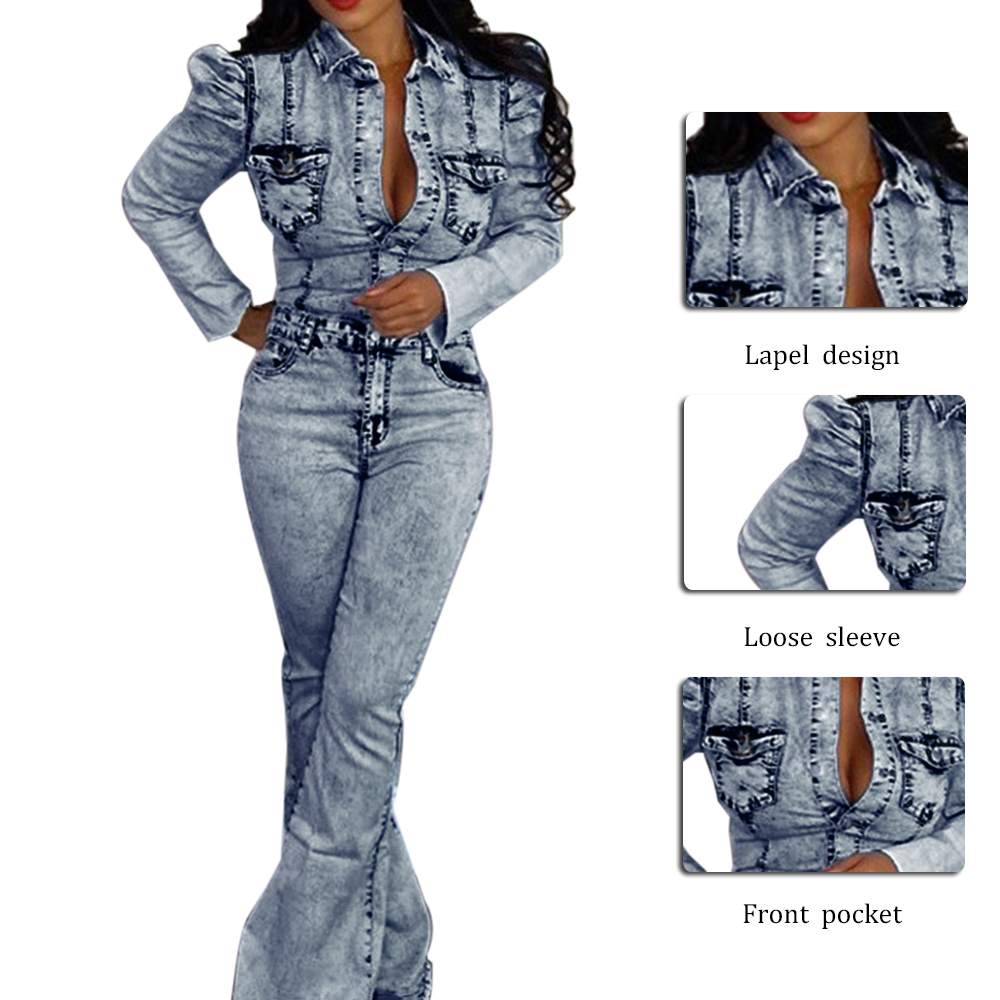 Adisputent 2020 New Spring Womens Jumpsuits Female Casual Long Sleeves High Waist Jean Demin Jumpsuits Romper Overall Playsuit T200509