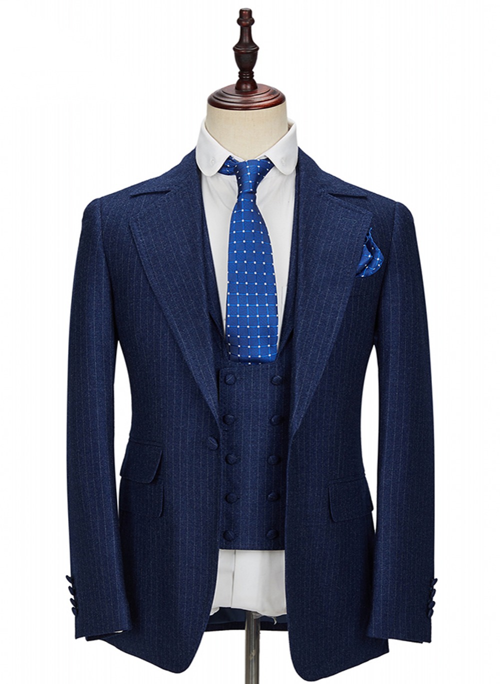 Navy Blue New Men Suits 3 Pieces Tailor-made Suit Costume Business Latest Design Casual Groom Wedding Party