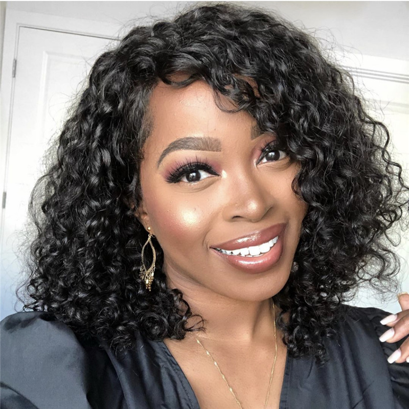Honrin Hair Full Lace Wavy Short Wave Natural Wave Pre Plucked Hairline Brazilian Virgin Hair Lace Front Wig free ship