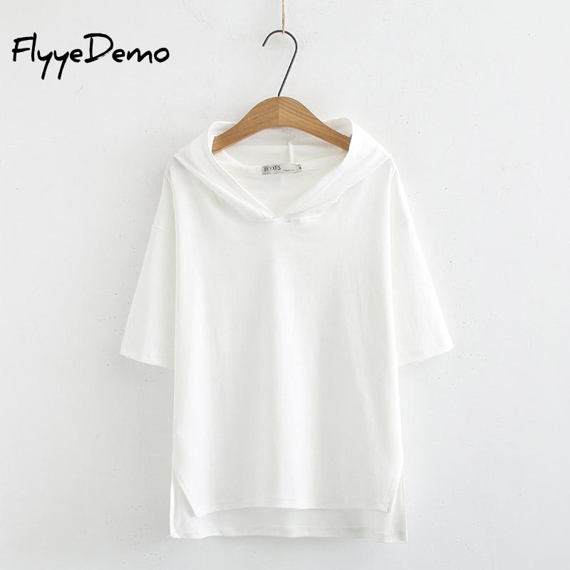 2020 New Women's Hooded White Black T-Shirts Kawaii Casual Loose Tee Shirt Femme Short Sleeve Summer Side Slit Top Big Size 4XL
2020 New Women's Hooded White Black T-Shirts Kawaii Casual Loose Tee Shirt Femme Short Sleeve Summer Side Slit Top Big Size 4XL