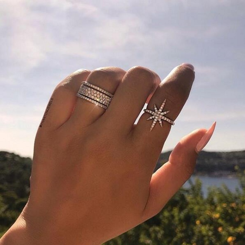 2020 Top Sell Brand New Luxury Jewelry Real 925 Sterling Silver Pave White Sapphire CZ Diamond Hexameron Party Women Wedding Band Ring Gift
