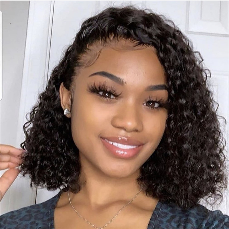 Honrin Hair Full Lace Wavy Short Wave Natural Wave Pre Plucked Hairline Brazilian Virgin Hair Lace Front Wig free ship