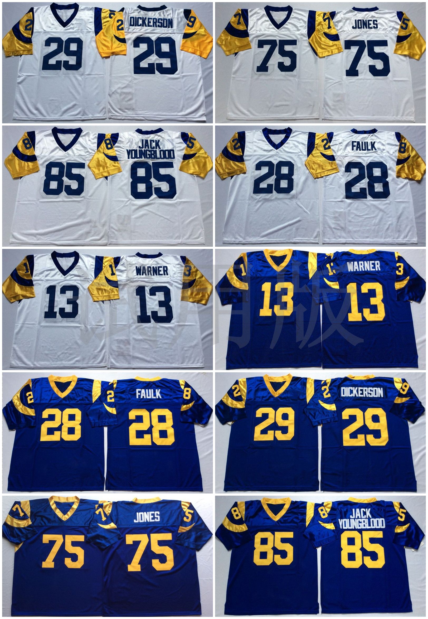 Football Jerseys Marshall Faulk Kurt Warner Eric Dickerson Deacon Jones Jack Youngblood White Blue NCAA Jersey Men Retro Stitched
Football Jerseys Marshall Faulk Kurt Warner Eric Dickerson Deacon Jones Jack Youngblood White Blue NCAA Jersey Men Retro Stitched