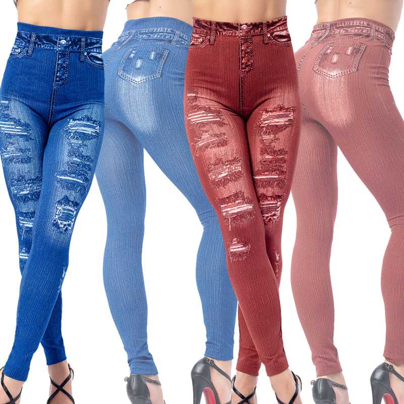 Women 2020 Imitation Distressed Denim Jeans Leggings Casual High Waist Slim Elastic Pencil Pants
Women 2020 Imitation Distressed Denim Jeans Leggings Casual High Waist Slim Elastic Pencil Pants