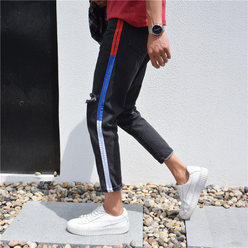 Summer 2020 Fashion word-breaking ankle length striped Denim jeans men's Korean Slim Hong Kong style beggar feet teenagers pants, Black
Summer 2020 Fashion word-breaking ankle length striped Denim jeans men's Korean Slim Hong Kong style beggar feet teenagers pants, Black