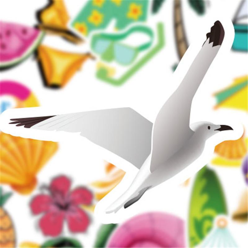 5 Sets=250PCS Summer Beach Waterproof Sticker Trolley Case Guitar Cup Sticker