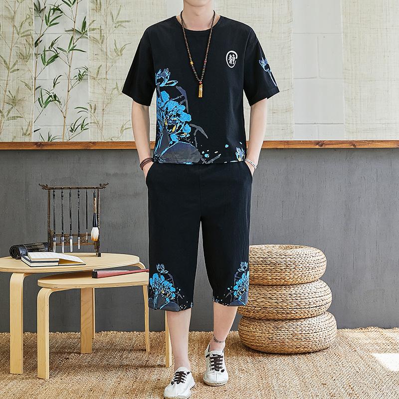 Summer linen tracksuit Fashion Floral Print Shirts Men+Shorts Set new men's suits the trend of Chinese wind printing loose suit, White
Summer linen tracksuit Fashion Floral Print Shirts Men+Shorts Set new men's suits the trend of Chinese wind printing loose suit, White