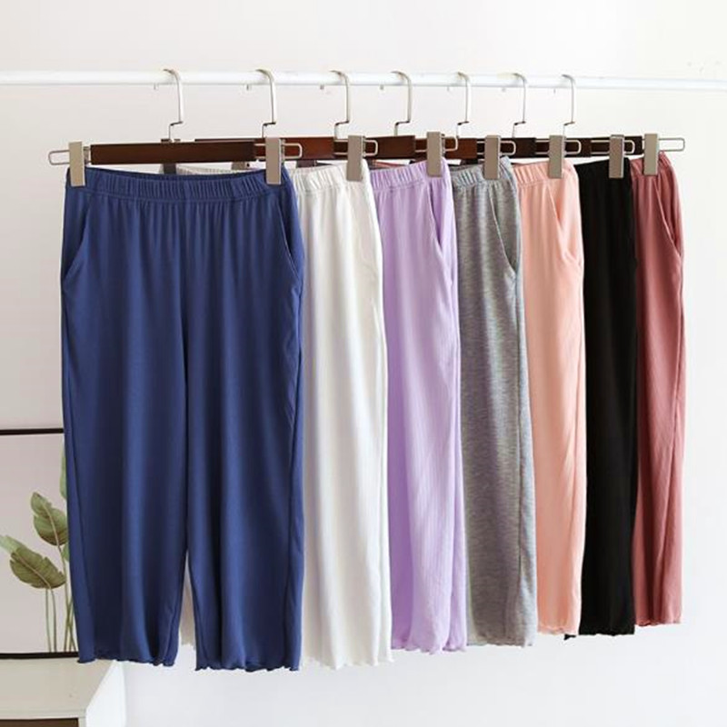 Sleeping pants female spring summer cropped trousers modal thread casual wide leg pants large size home pant women lounge wear, Black
Sleeping pants female spring summer cropped trousers modal thread casual wide leg pants large size home pant women lounge wear, Black