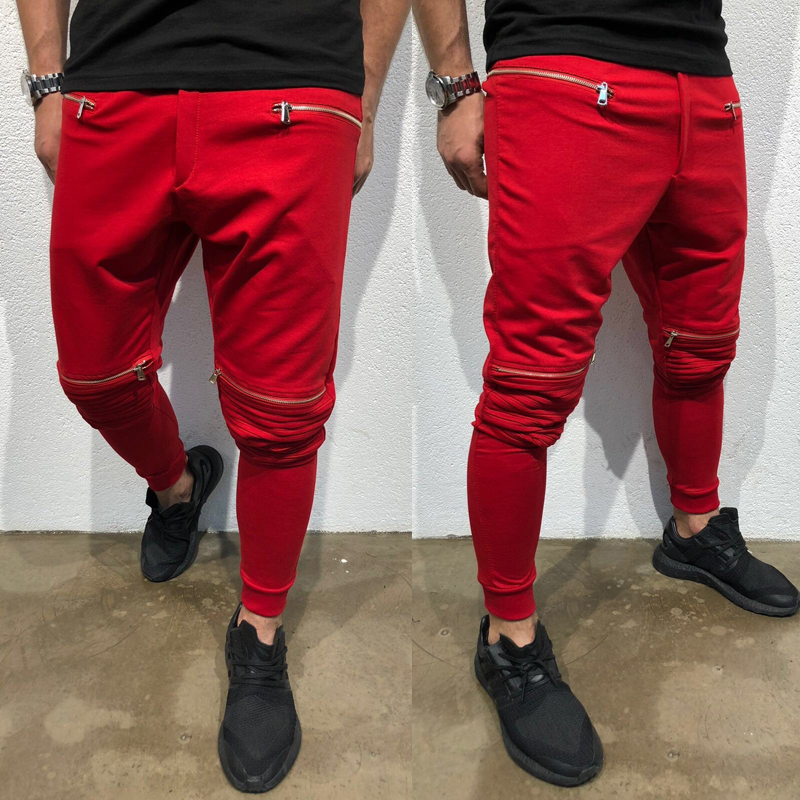 Men's Skinny Red Pants Fashion Fold Stitching Multi-pocket Zipper Men Casual Trousers Hip Hop Street Wear Men Clothing Pantaloni
Men's Skinny Red Pants Fashion Fold Stitching Multi-pocket Zipper Men Casual Trousers Hip Hop Street Wear Men Clothing Pantaloni