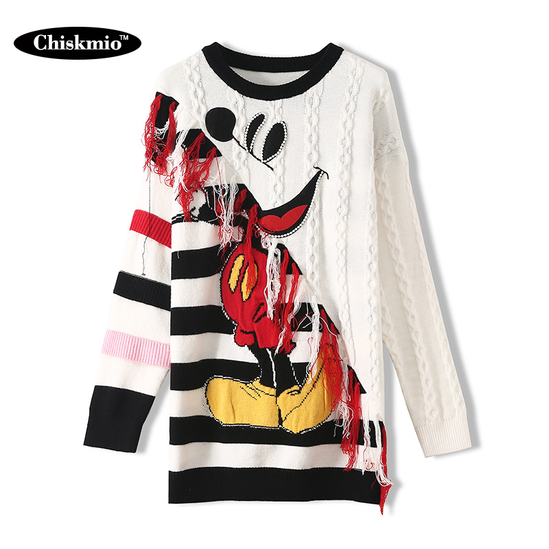 Chiskmio Oversize Cartoon Knitwear Women Sweater Striped Tassel Jumper Long Sweater O-Neck Cute Knitting Pullover Winter Clothes, Black
Chiskmio Oversize Cartoon Knitwear Women Sweater Striped Tassel Jumper Long Sweater O-Neck Cute Knitting Pullover Winter Clothes, Black