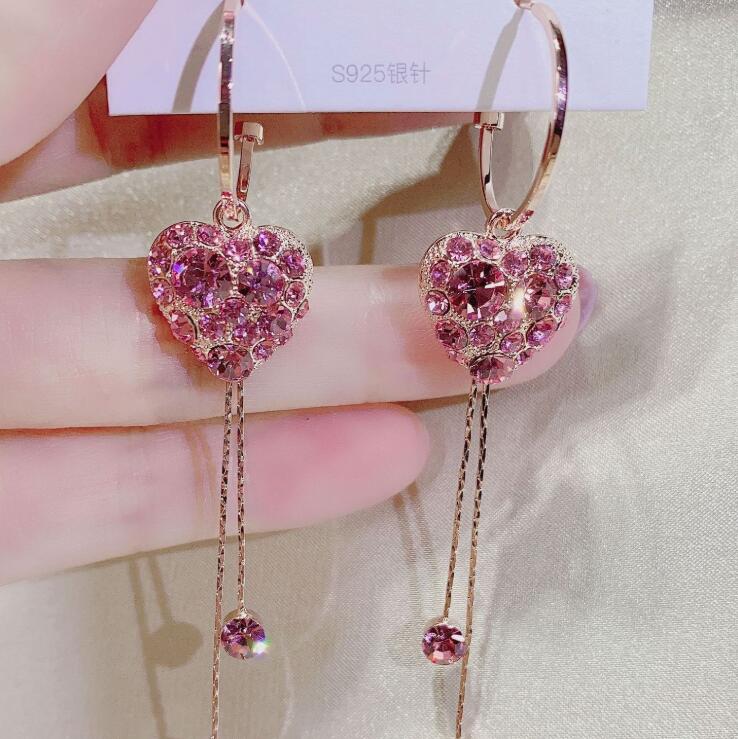 2020 New Hot Pink Heart Long Earrings with Crystal Designer Rose Dangle Earrings for Women 925 Silver Needle with Diamond Jewelry
2020 New Hot Pink Heart Long Earrings with Crystal Designer Rose Dangle Earrings for Women 925 Silver Needle with Diamond Jewelry