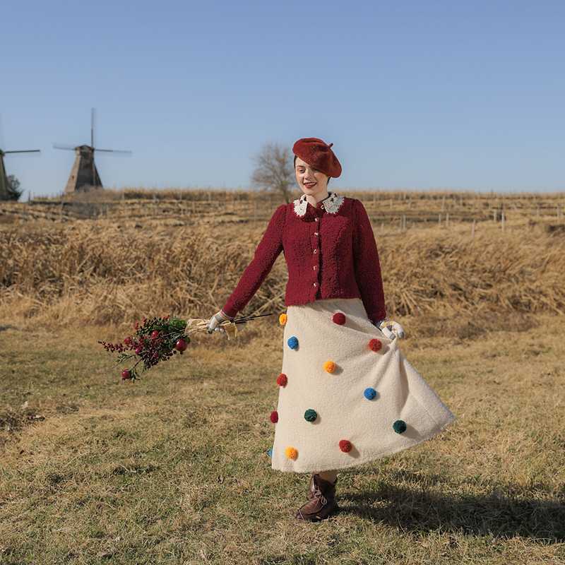Design Autumn Original Winter Women Vintage Mori Girls Sweet Cute All-match Handmade Colorful Pom Long Warm Skirts, Beige
Design Autumn Original Winter Women Vintage Mori Girls Sweet Cute All-match Handmade Colorful Pom Long Warm Skirts, Beige