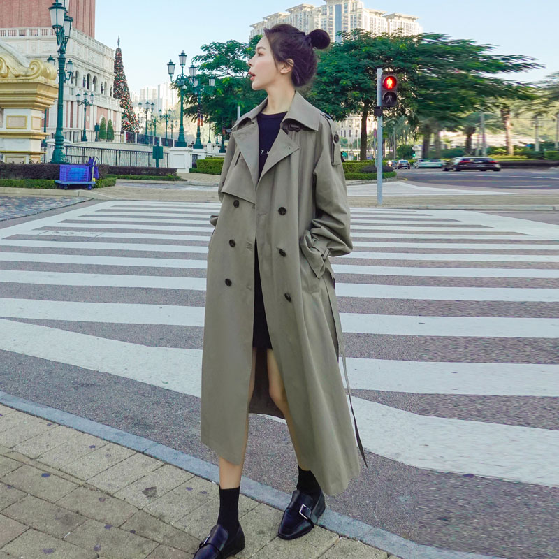 2020 Spring Autumn New Long Trench Coat Women Korean Long Sleeve Double Breasted Windbreaker Women Plus Size Loose Overcoat H436, Gray-green
2020 Spring Autumn New Long Trench Coat Women Korean Long Sleeve Double Breasted Windbreaker Women Plus Size Loose Overcoat H436, Gray-green