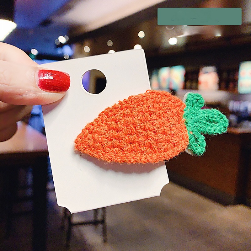 Autumn Winter Knitting Fruit Hairpin Girl Hair Clips Headdress Korean Colorful Baby Clip BB Cute Hairclip