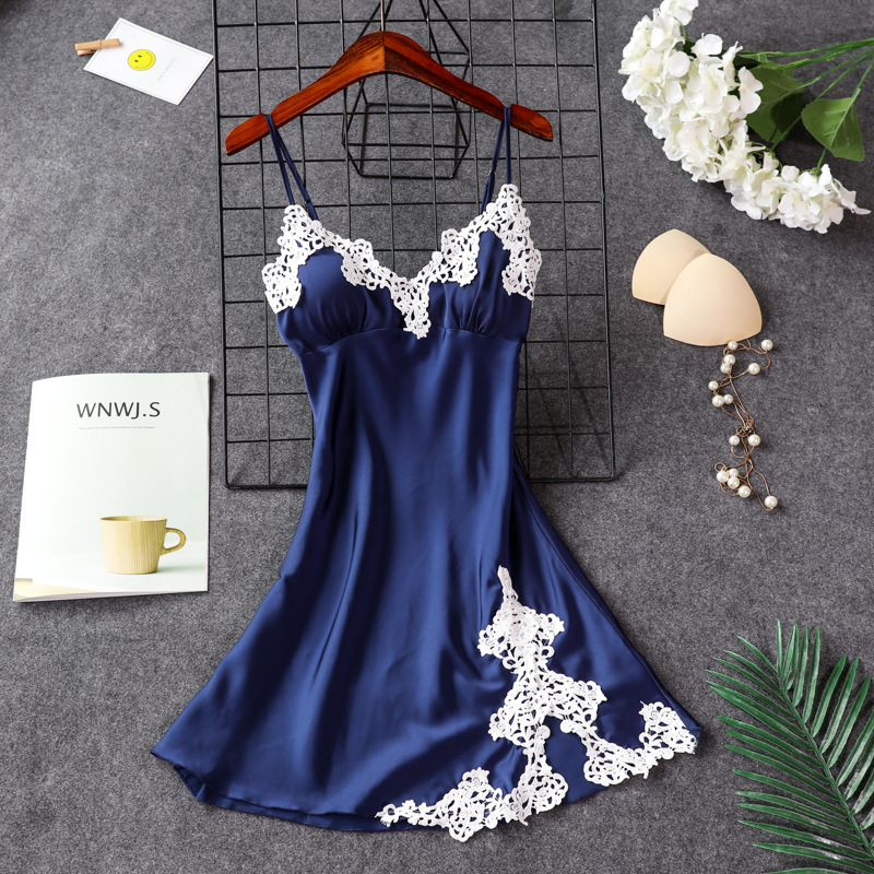 Lace Flower Nightgown Intimate Lingerie Sexy Split Suspender Skirt Sleepwear Nightie Casual Spaghetti Strap Nightdress Negligee, Style 2 navy blue
Lace Flower Nightgown Intimate Lingerie Sexy Split Suspender Skirt Sleepwear Nightie Casual Spaghetti Strap Nightdress Negligee, Style 2 navy blue