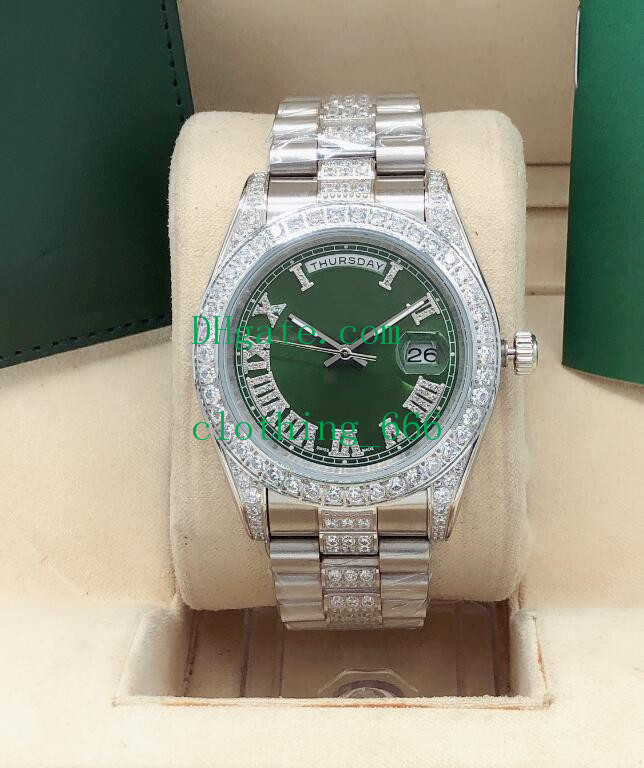 11 Style 18038 Diamond Roman Numeral Male Wristwatches Green Dial 18K Gold 41mm Automatic Fashion Men's Luxury Watches
11 Style 18038 Diamond Roman Numeral Male Wristwatches Green Dial 18K Gold 41mm Automatic Fashion Men's Luxury Watches