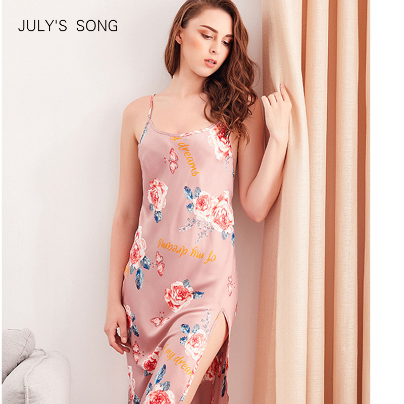 JULY'S SONG Sexy Straped Nightdress Vintage Floral Printed Faux Silk Sleepwear Homewear Elegant Backless Women's Dresses Vestido, Color1
JULY'S SONG Sexy Straped Nightdress Vintage Floral Printed Faux Silk Sleepwear Homewear Elegant Backless Women's Dresses Vestido, Color1