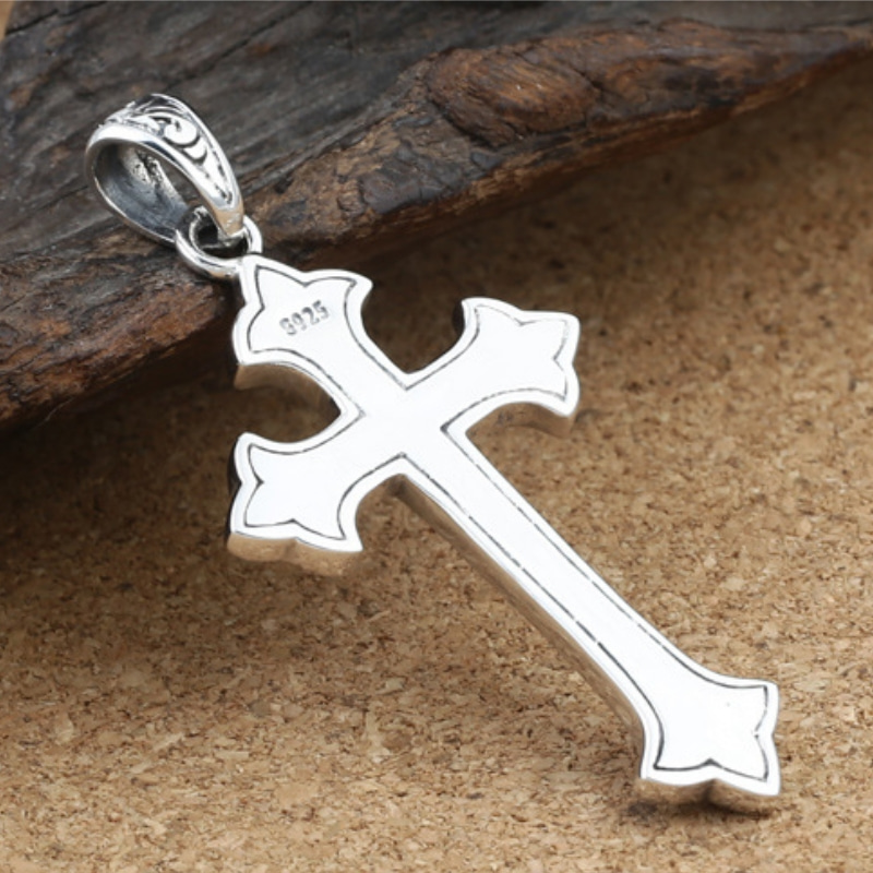 New 925 sterling silver handmade jewelry antique silver American European designer cross necklace pendants for men women no chain