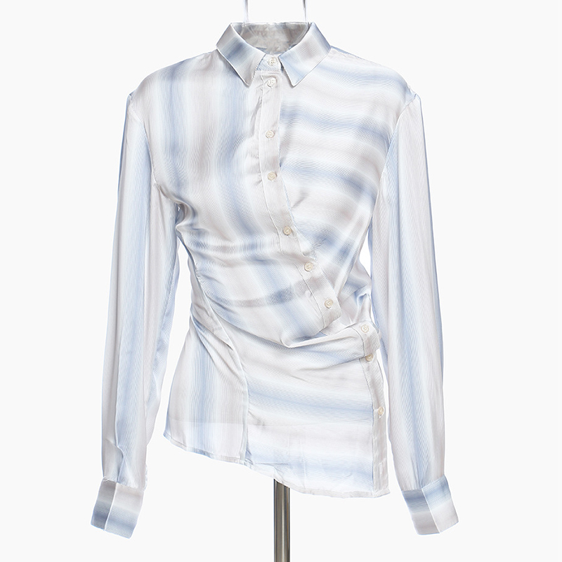 Women Stripe Gradient Blouse Asymmetrical Long Sleeve Tunic Casual Wrap Shirt Tops, White
Women Stripe Gradient Blouse Asymmetrical Long Sleeve Tunic Casual Wrap Shirt Tops, White