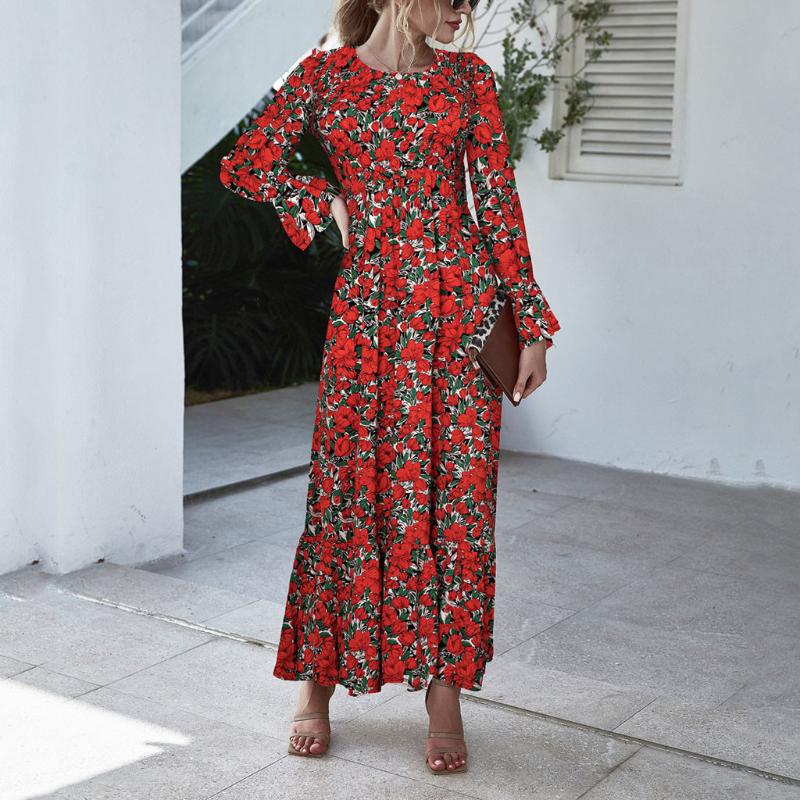 2020 new arrival Women's dress Floral Printed long Sleeve Boho Casual Long Maxi Dress Split Evening Party Beach Clubwear#3, Black
2020 new arrival Women's dress Floral Printed long Sleeve Boho Casual Long Maxi Dress Split Evening Party Beach Clubwear#3, Black