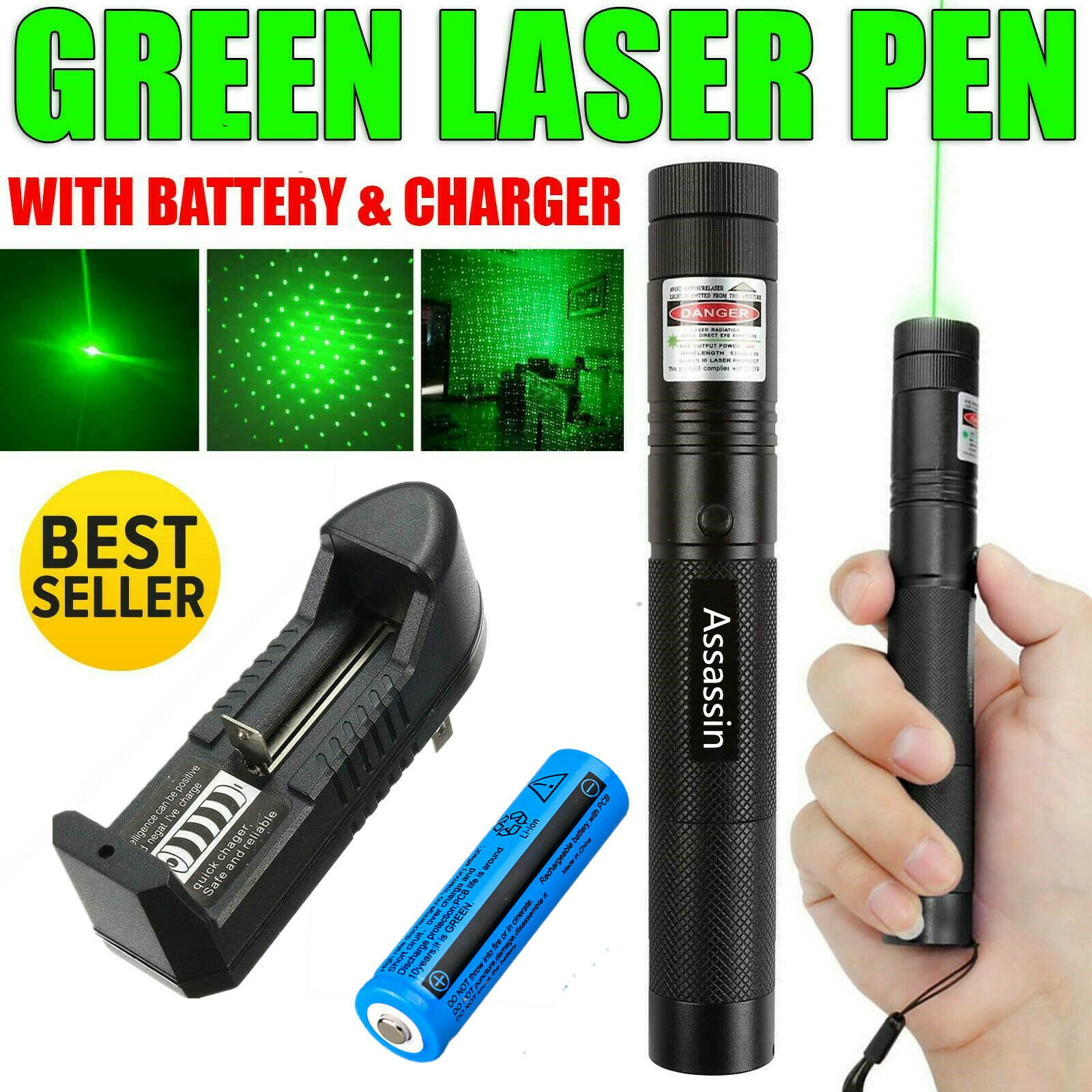 10Mile Adjuatable Focus Military Burning Green Laser Pointer Pen Star Cap Astronomy 5mw 532nm Powerful Cat Toy+18650 Battery+Charger
10Mile Adjuatable Focus Military Burning Green Laser Pointer Pen Star Cap Astronomy 5mw 532nm Powerful Cat Toy+18650 Battery+Charger