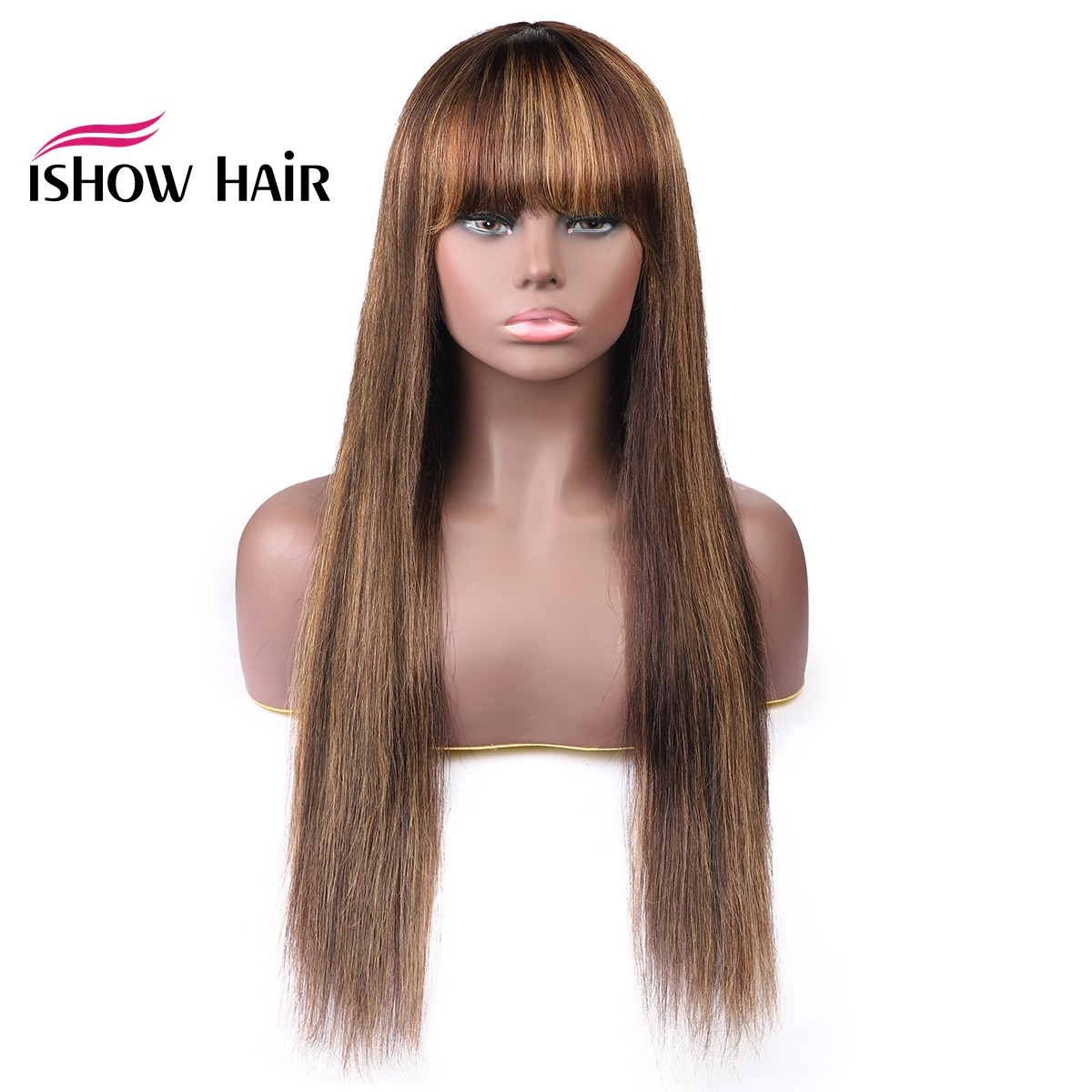 ishow brazilian 4 27 straight human hair wigs with bangs 27 30 99j orange ginger 350 peruvian none lace wigs indian hair malaysian