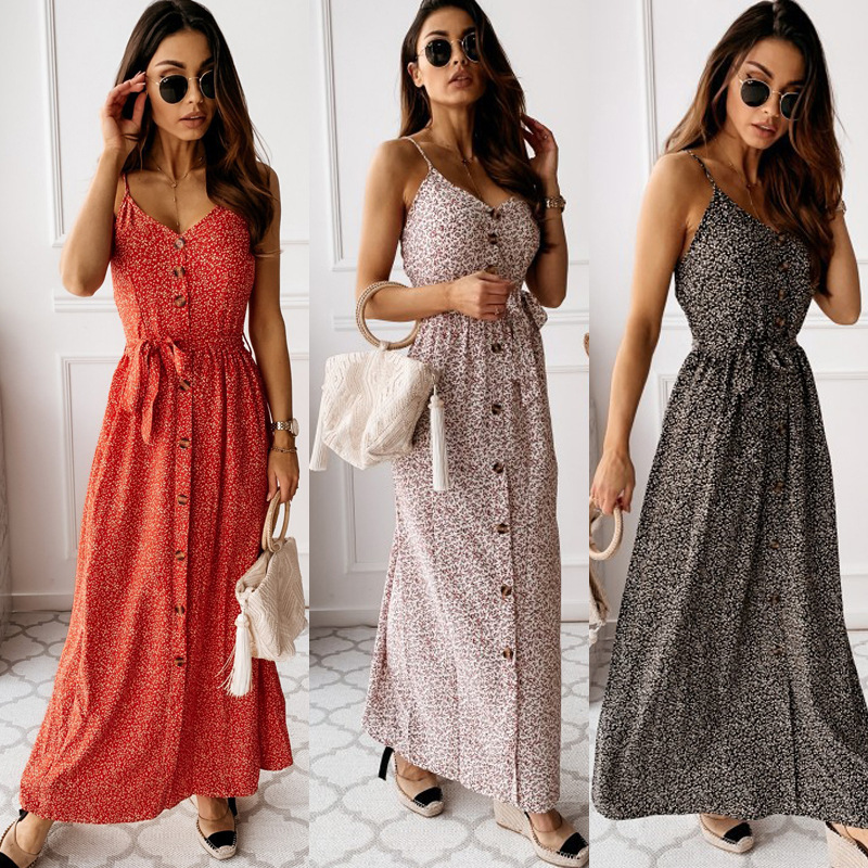 XUXI Streetwear Fashion Summer Dress Pleated V-neck Strap Sexy Printing Single-breasted 2020 Women Floor-Length Dresses FZ2249, Black
XUXI Streetwear Fashion Summer Dress Pleated V-neck Strap Sexy Printing Single-breasted 2020 Women Floor-Length Dresses FZ2249, Black