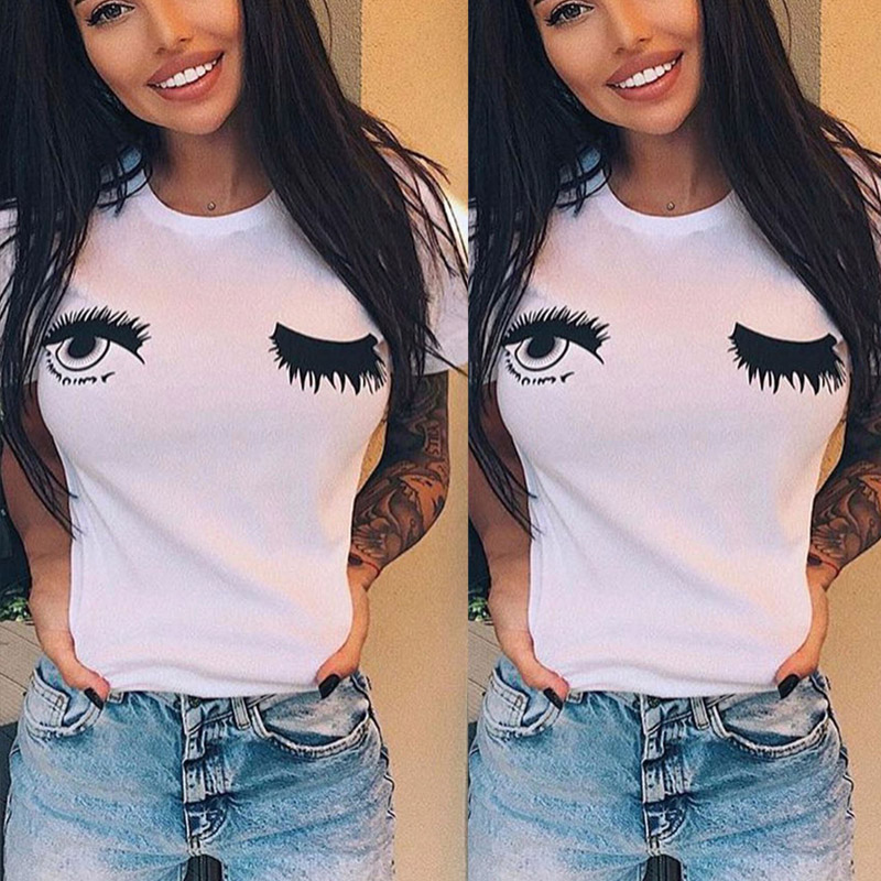 Blackday T shirts Women Summer Causal Short Sleeve T shirts Cotton Women White Round Neck Wink Eyes Print Cute Tee
Blackday T shirts Women Summer Causal Short Sleeve T shirts Cotton Women White Round Neck Wink Eyes Print Cute Tee