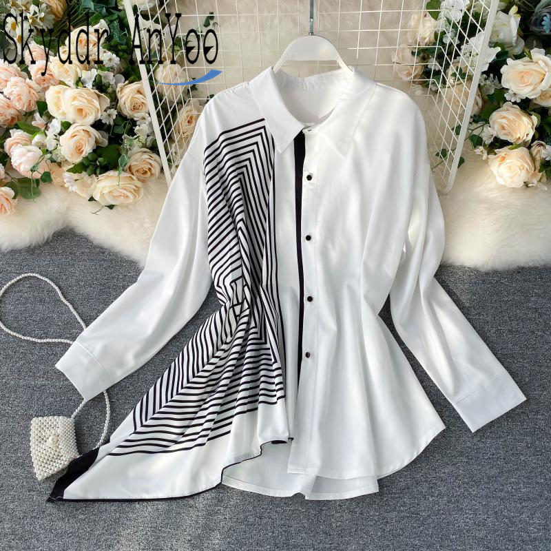 Fashion Blouse Women 2020 Irregular Loose Shirts Turn Down Collar Women Tops Long Sleeve White Black Femmes Blouses 
Fashion Blouse Women 2020 Irregular Loose Shirts Turn Down Collar Women Tops Long Sleeve White Black Femmes Blouses