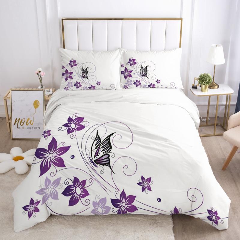 3D Bed Linens Duvet Cover Sets Quilt Covers Pillow Shams Bedclothes Bedding Sets Queen Full Luxury Flower Home Textile, Simple002-white-d