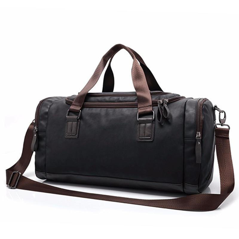 High Quality Travel Bag Black PU Leather Hiking Bags Hand Luggage For Men Travel Duffle Bag 2020 New Outdoor Large Capacity CX200718