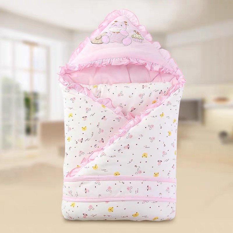 Cute Baby Anti-kick Baby Sleeping Bag Cotton Envelope Blankets Cartoon Newborn Swaddle Blanket Wrap, Blue