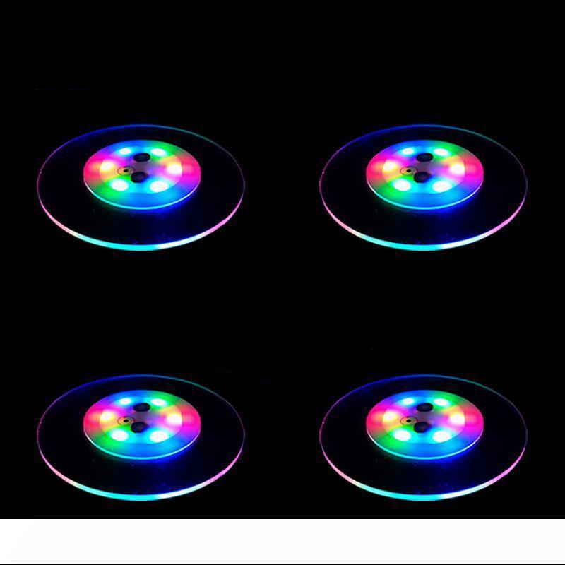 CRESTECH dessous de verre lumineux clignotant Transparent tapis de tasse LED napperon boissons tapis tasse pour barre de fête