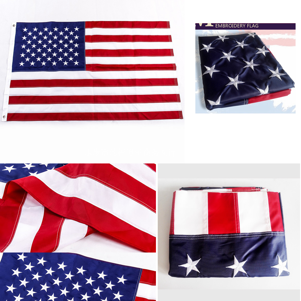 90*150cm Embroidered USA Flag banner Outdoor Stars Stripes Brass Grommets Banner 3*5 Feet American decor Flags FFA4259
90*150cm Embroidered USA Flag banner Outdoor Stars Stripes Brass Grommets Banner 3*5 Feet American decor Flags FFA4259
