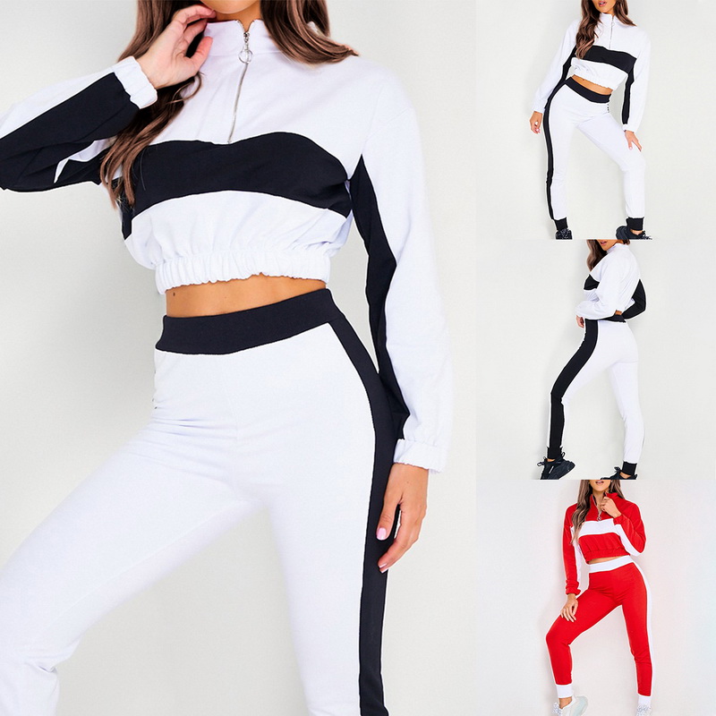 Women Stitching Color Long Sleeve Zipper Top Exposed Navel High Waist Pants Female Fashion Clothes Two Piece Set, E700326
Women Stitching Color Long Sleeve Zipper Top Exposed Navel High Waist Pants Female Fashion Clothes Two Piece Set, E700326