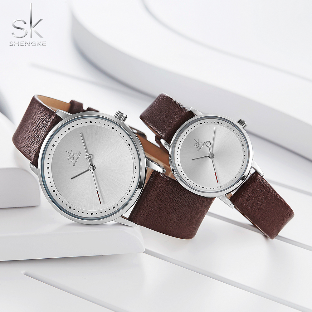 Shengke Men Women Fashion Lovers Couple Watches Leather Band Strap Watch Set Quartz Ladies Wristwatch Relogio Saat Reloj Montre CX200720