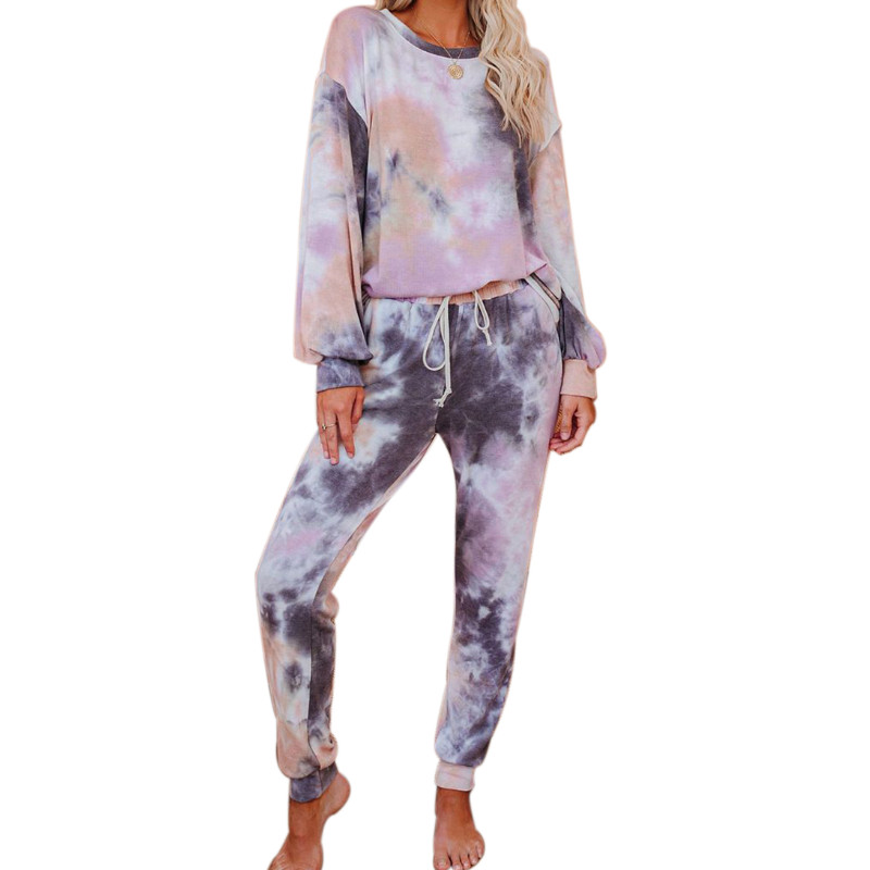 Spring Autumn Women Sets Tie Dye Patterns Long Sleeve Top Long High Waist Drawing Straps Elastic Pants Set
Spring Autumn Women Sets Tie Dye Patterns Long Sleeve Top Long High Waist Drawing Straps Elastic Pants Set