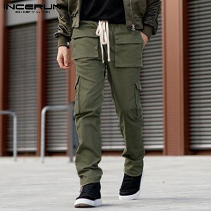 INCERUN Fashion Men Cargo Pants Multi-Pockets Drawstring Solid Color Casual Joggers Pants Harajuku Loose Trousers Men 2020 -5XL, Army green
INCERUN Fashion Men Cargo Pants Multi-Pockets Drawstring Solid Color Casual Joggers Pants Harajuku Loose Trousers Men 2020 -5XL, Army green