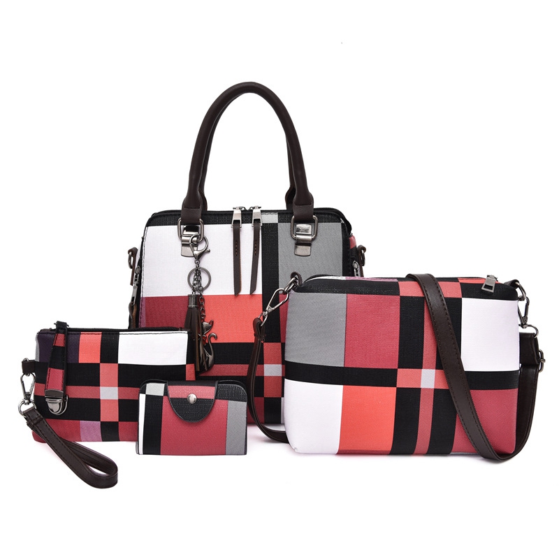 4pcs/set Designer Bag Composite Tassel Bag Lady Fashion England Style Blue Plaid Shoulder Crossbody Handbag Phone Package For Women, Red
4pcs/set Designer Bag Composite Tassel Bag Lady Fashion England Style Blue Plaid Shoulder Crossbody Handbag Phone Package For Women, Red