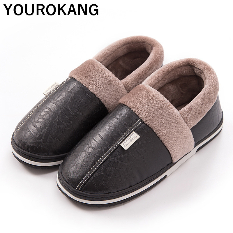 Men PU Leather Home Slippers Winter Warm Indoor Plush Slipper Unisex Couple Shoes Soft Cotton Footwear For Lovers Waterproof, Black
Men PU Leather Home Slippers Winter Warm Indoor Plush Slipper Unisex Couple Shoes Soft Cotton Footwear For Lovers Waterproof, Black