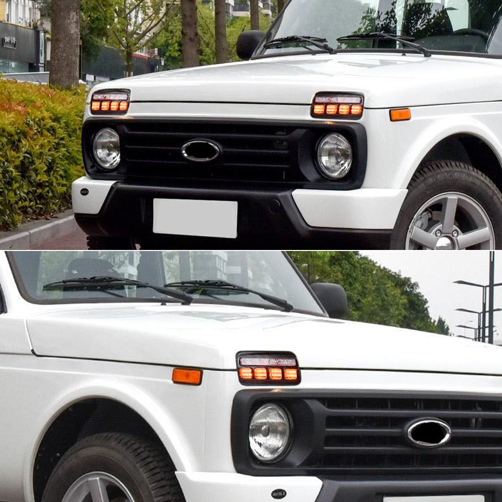 2PCS for Lada Niva 4x4 1995-2019 with Running Turn Signal Light Lamp DRL Accessories LED Daytime Running Lights