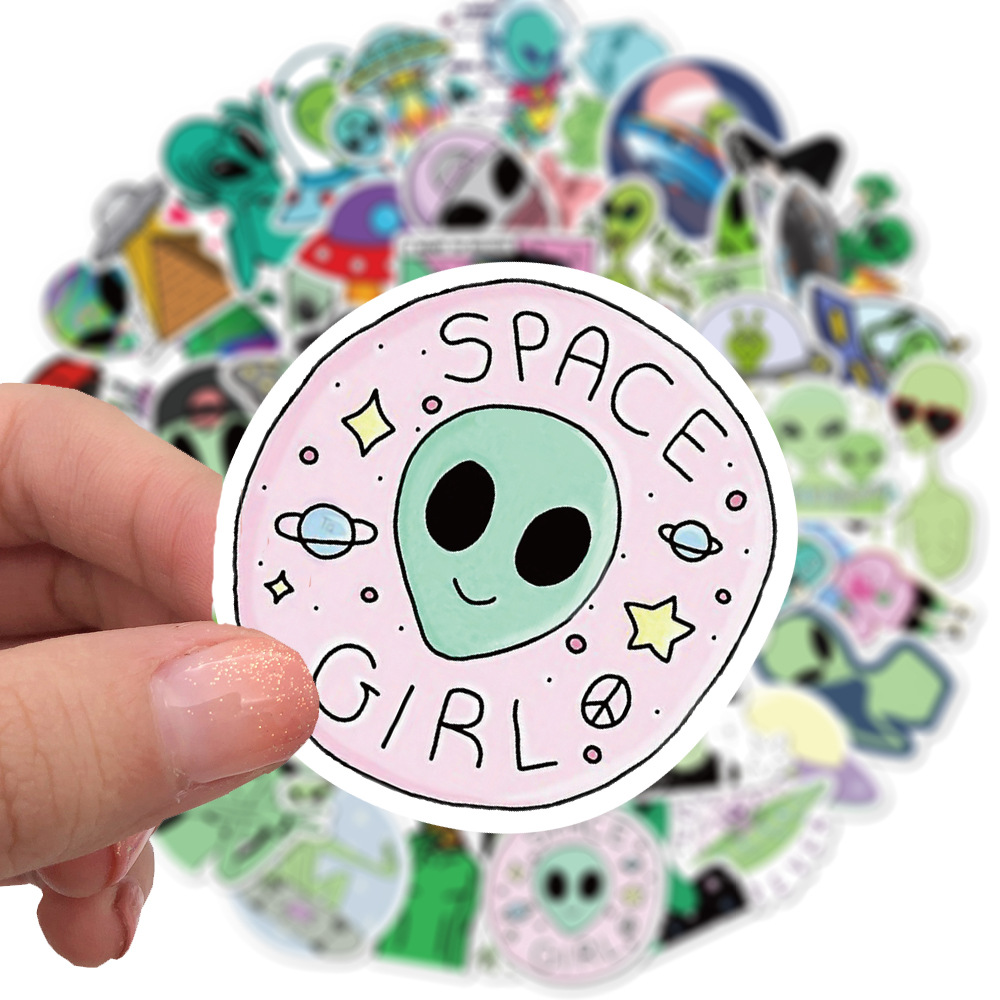 Pack of 50pcs Funny ET Stickers UFO Space Lovely Vinyl Decals Car Laptop Skateboard Computer sticker Decal Pack Lots Wholesale