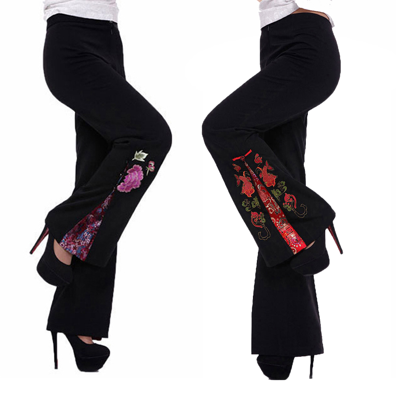 New Black Chinese Traditional Women Embroider Flower Flare Pants Full Length Trousers Pantalones Flare Plus XS -5XL WNS031913
New Black Chinese Traditional Women Embroider Flower Flare Pants Full Length Trousers Pantalones Flare Plus XS -5XL WNS031913