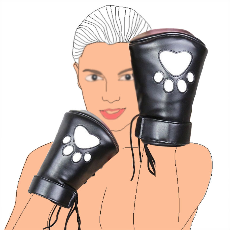 Puppy Play Dog Gloves Dog Paw Padded Fist Mitts Dog Role Play BDSM Bondage Restraint Leather Gloves Fetish Sex Toys For Couples Y200616