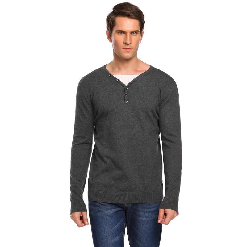 Men Casual V-Neck Long Sleeve Patchwork Knitwear Warm Autumn, Winter Pullover Sweater Button Regular, Gr
Men Casual V-Neck Long Sleeve Patchwork Knitwear Warm Autumn, Winter Pullover Sweater Button Regular, Gr