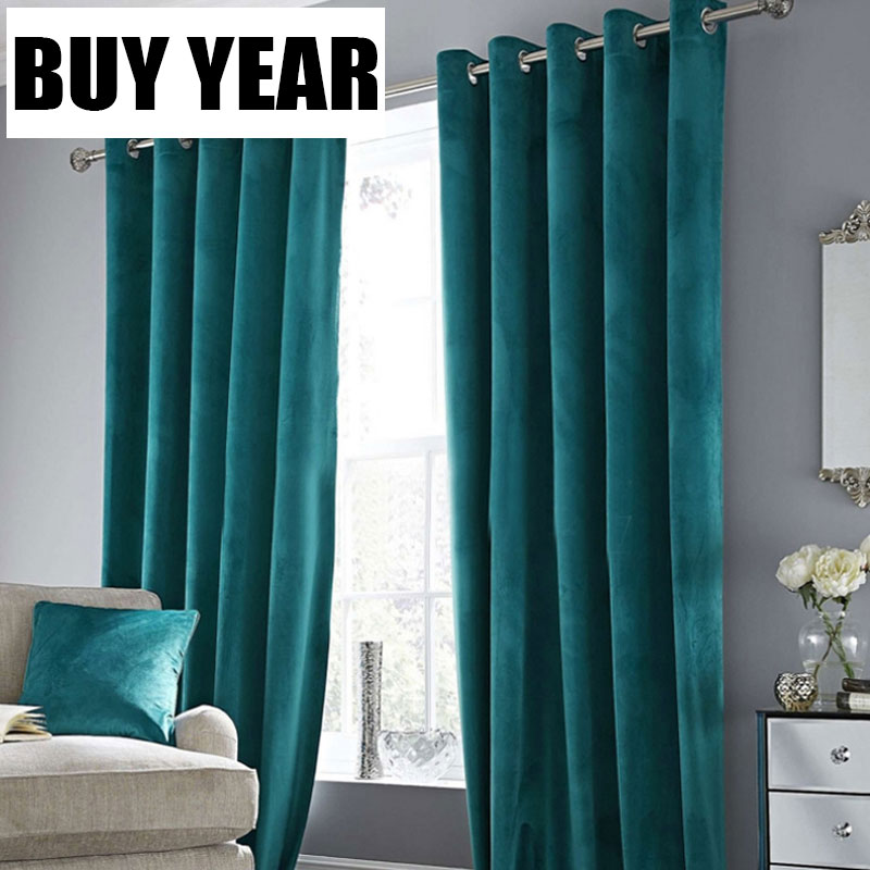 High Shading Solid Color Luxury Velvet Blackout Windows Curtain Drape Panel For Living Room Bedroom Interior Home Decoration
